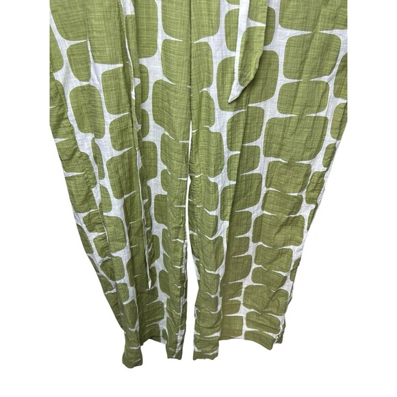 Tu x Scion Green White Abstract Jumpsuit UK 14 US 10 Cotton Belted Button Up - Picture 4 of 16